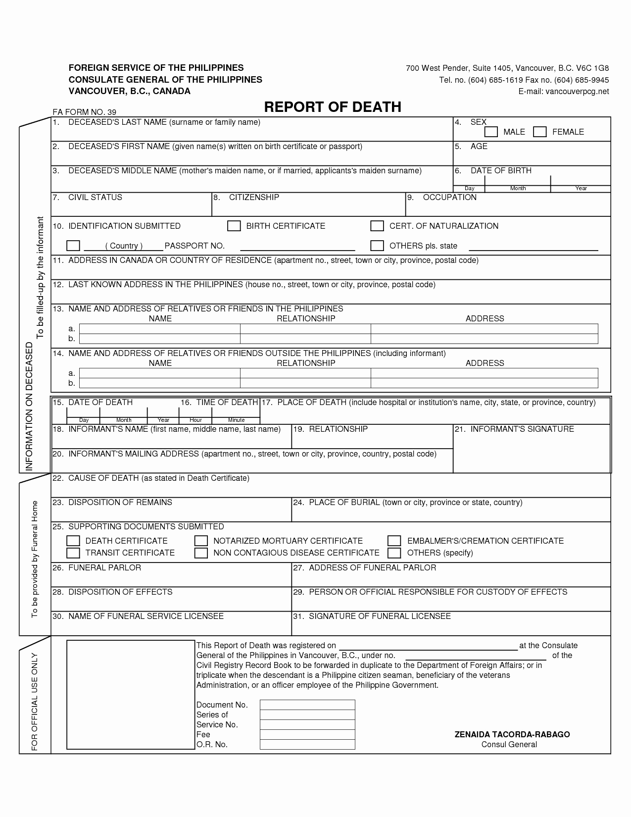 Blank Death Certificate Template Luxury Blank Certificate forms Portablegasgrillweber