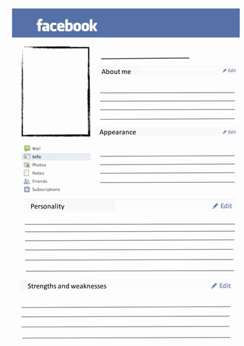 Blank Facebook Page Template Lovely Blank Page by Svwestray Teaching Resources Tes
