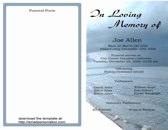 Blank Funeral Program Template Lovely Free Funeral Program Templates