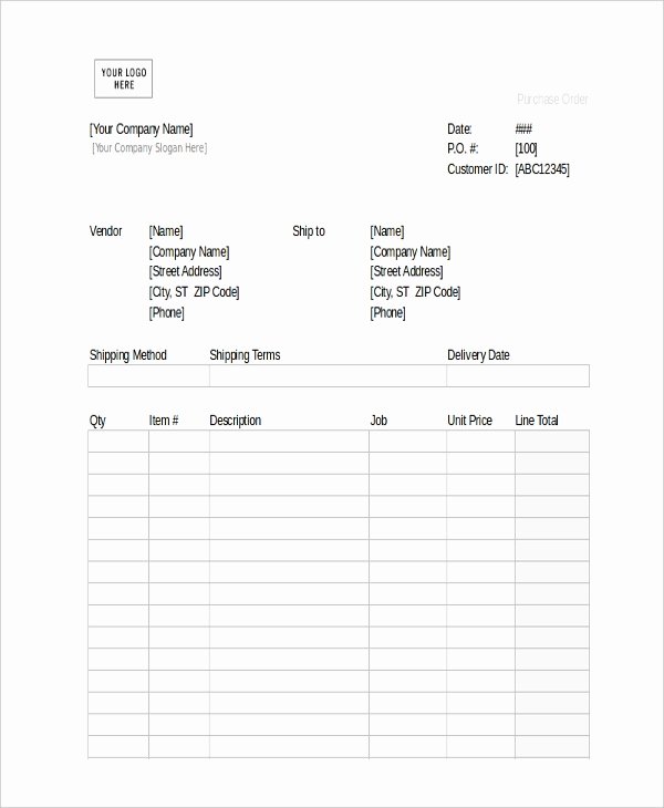Blank order form Template Elegant Sample Blank Purchase order form 11 Free Documents In