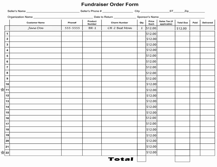 Blank order form Template Inspirational 6 Best Of Free Printable Fundraiser forms Hoagie