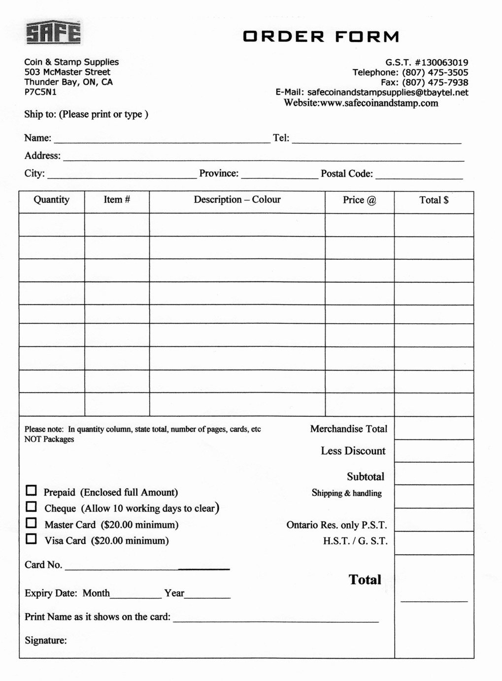 Blank order form Template Luxury Blank Purchase order form