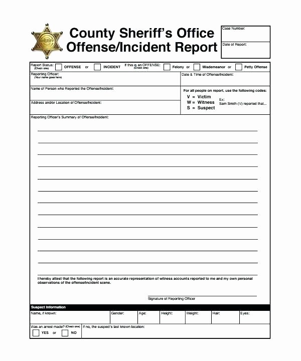 Blank Police Report Template Best Of Network Incident Report Template Employee Accident form