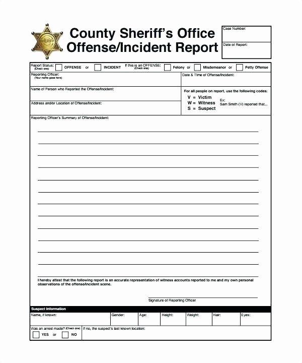 Blank Police Report Template New Police Incident Report Template Blank form Example Pol