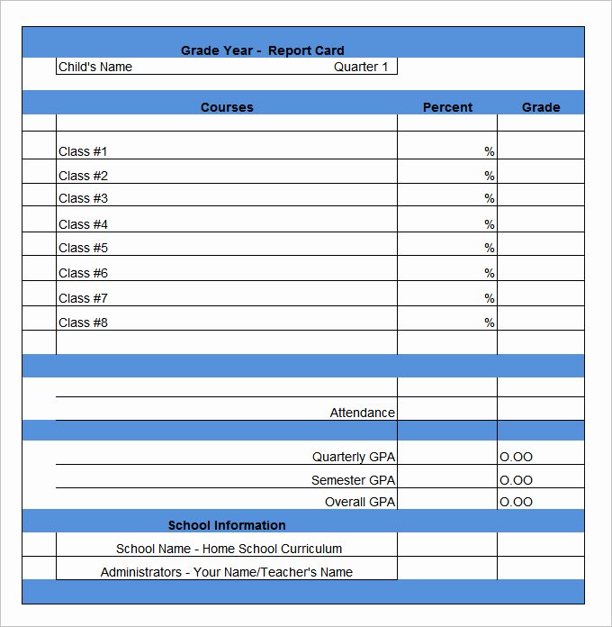 Blank Report Card Template Awesome Report Card Template 28 Free Word Excel Pdf Documents