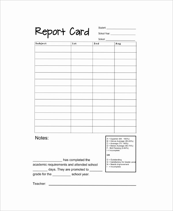 Blank Report Card Template Fresh 10 Sample Report Cards – Pdf Word Excel