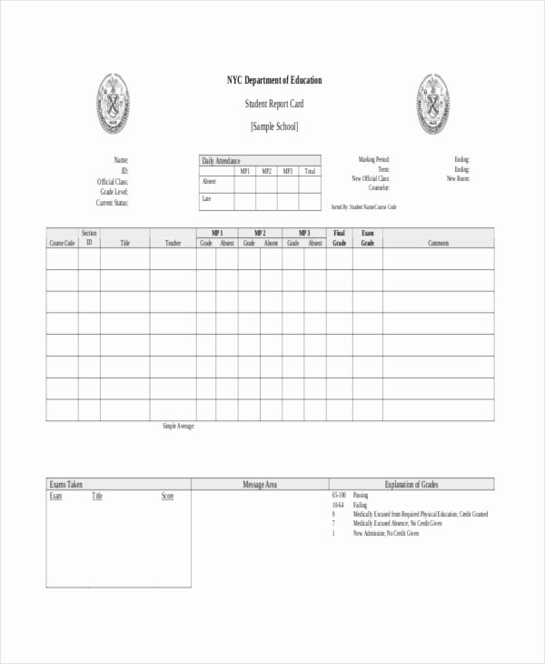Blank Report Card Template New Blank 7 Printable Report Card Template Excel Pdf source