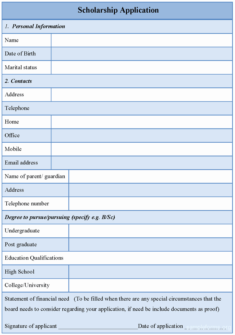 Blank Scholarship Application Template Awesome 4 Best Of Free Printable Scholarship Application