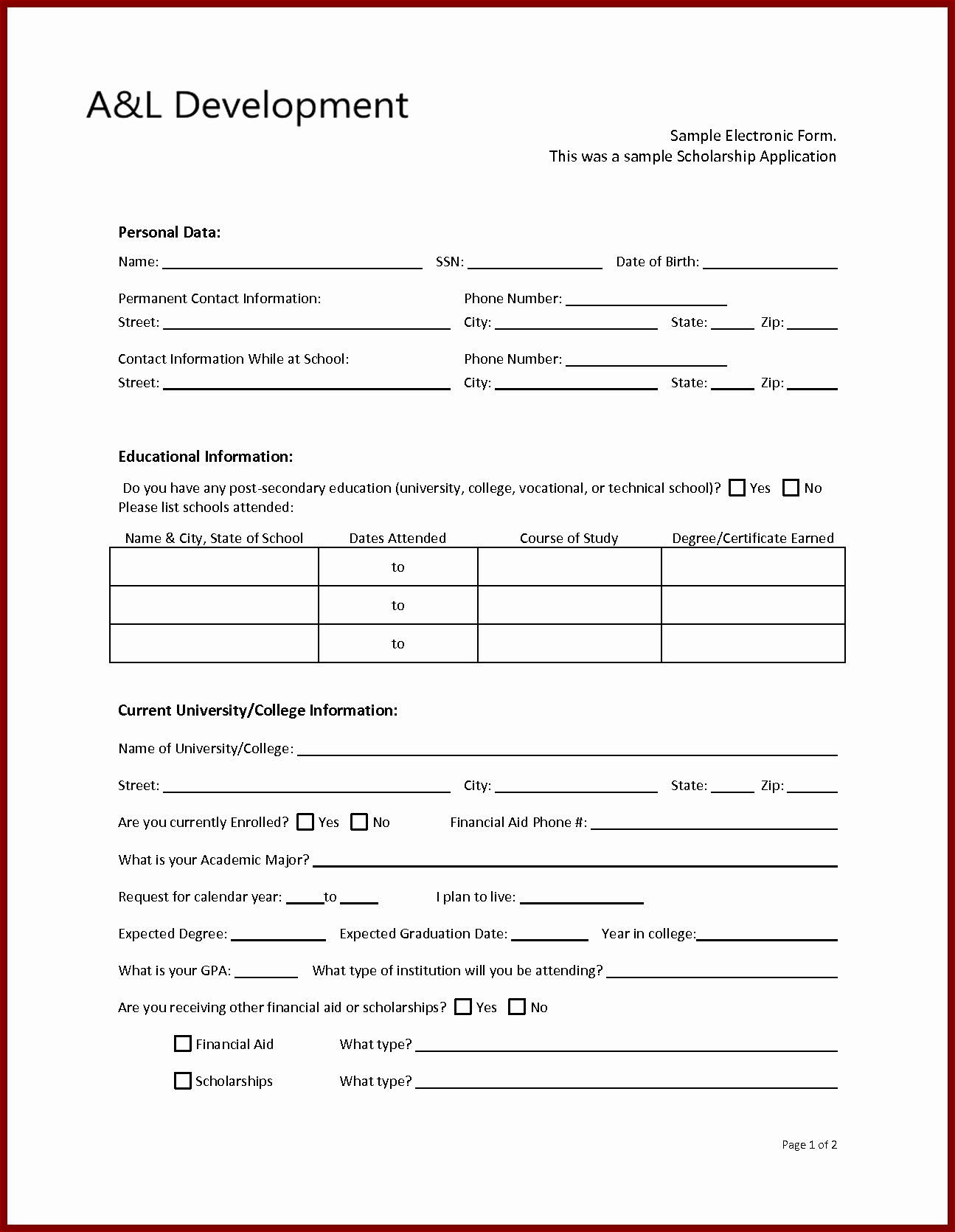 Blank Scholarship Application Template New Scholarship Application form Template Download Cv