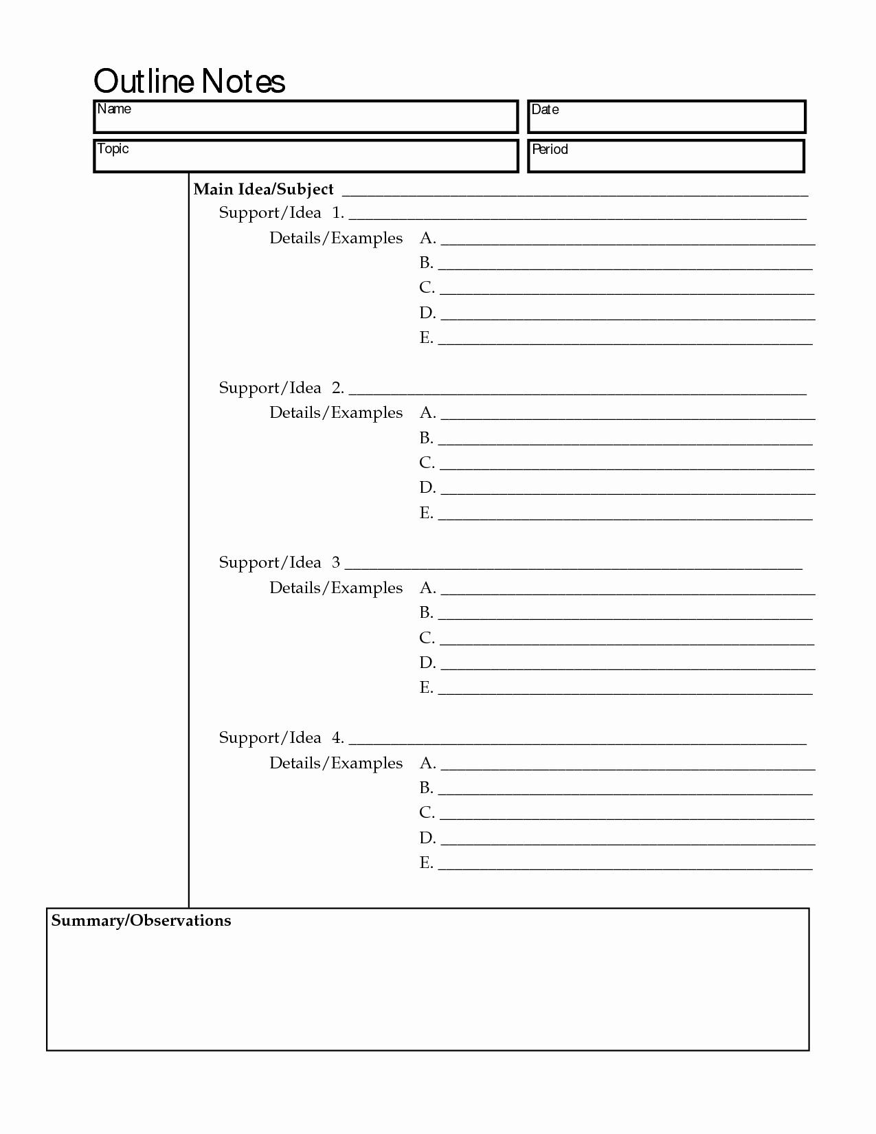 Blank Sermon Outline Template Best Of Note Taking Outline Template Outline