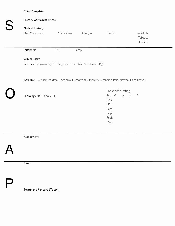 Blank soap Note Template Awesome soap Notes Dentistry Pages format