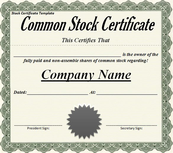 Blank Stock Certificate Template New Corporation Stock Certificate
