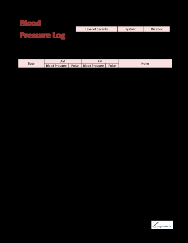 Blood Pressure Logs Template Fresh Blood Pressure Log Pdf Printable to Pin On