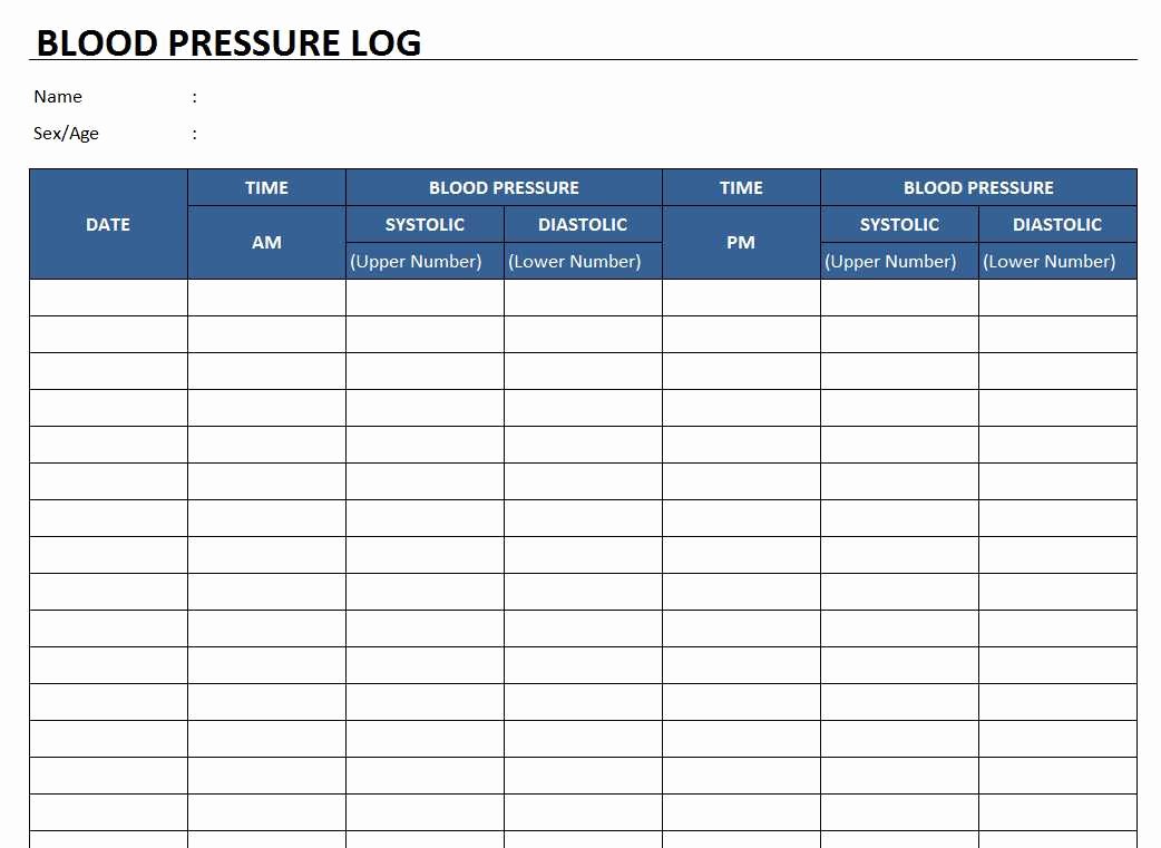 Blood Pressure Logs Template Unique Blood Pressure Log Template Free Excel Templates and