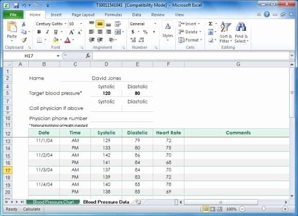 Blood Pressure Tracker Template Fresh 5 Blood Pressure Chart Templates Word Excel Templates