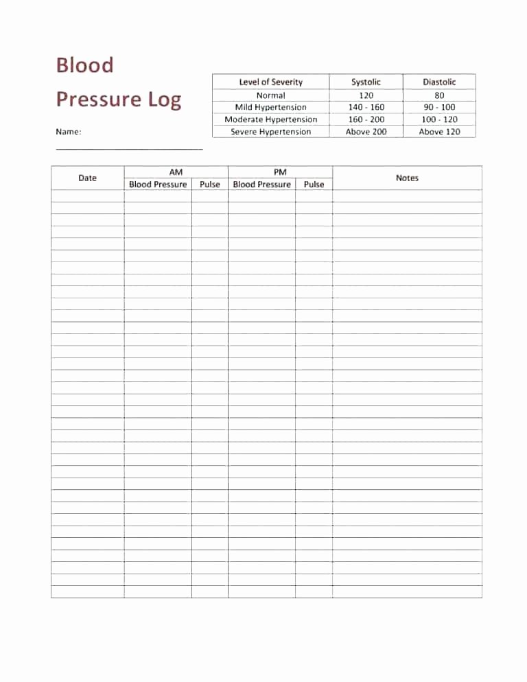 Blood Pressure Tracker Template New Blood Pressure and Sugar Log Sheet Fresh Daily Free