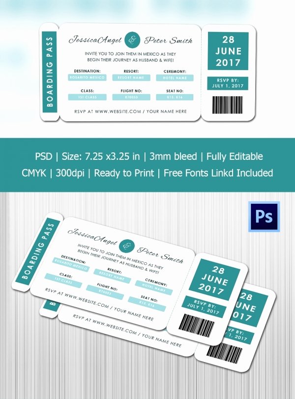 Boarding Pass Template Photoshop Fresh Boarding Pass Invitation Template 36 Free Psd format