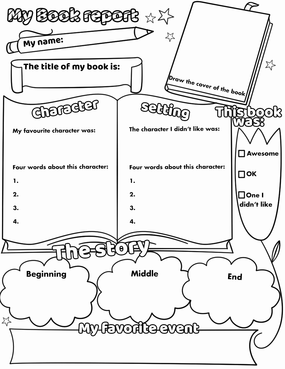 Book Template for Kids Beautiful My Book Report Printable Worksheet