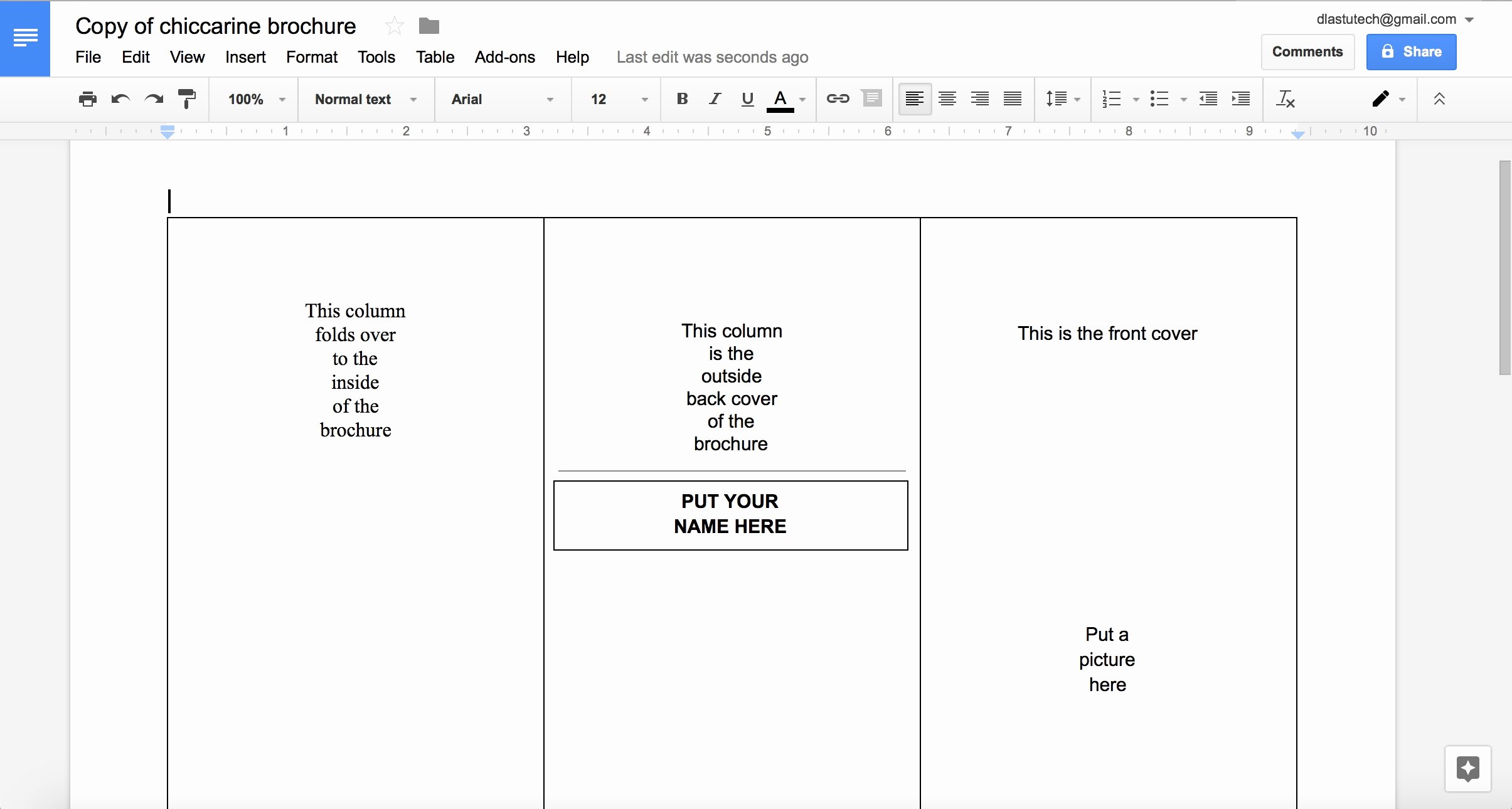 Google Doc Booklet Template