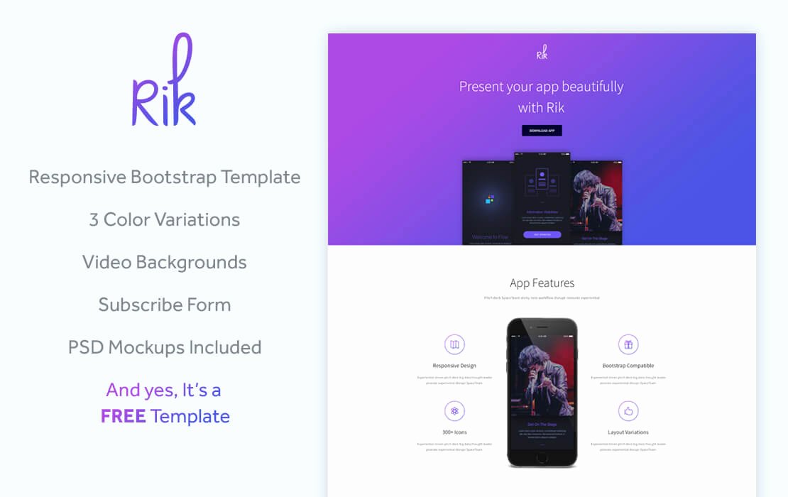 Bootstrap Mobile App Template Best Of Rik Free Bootstrap App Landing Page Template
