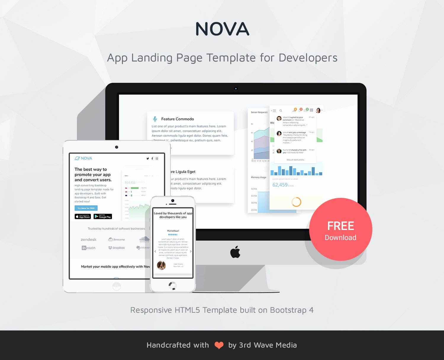 Bootstrap Mobile App Template Inspirational Nova Free Bootstrap 4 App Landing Page Template for