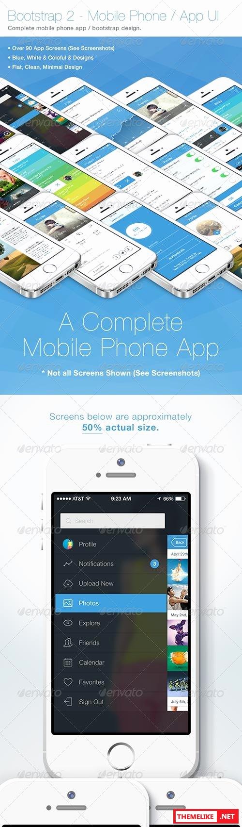 Bootstrap Mobile App Template Luxury Graphicriver Bootstrap 2 Mobile Phone App Ui