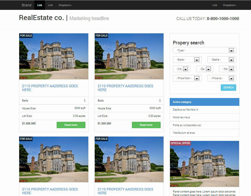 Bootstrap Real Estate Template Unique Real Estate Responsive Bootstrap Website Templates On