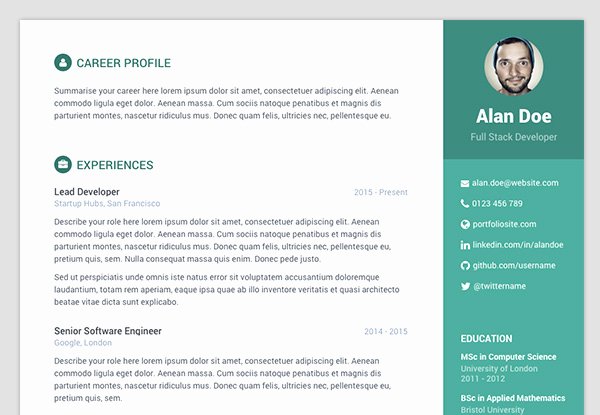 Bootstrap Resume Template Free New Free Bootstrap Resume Cv Template for Developers orbit