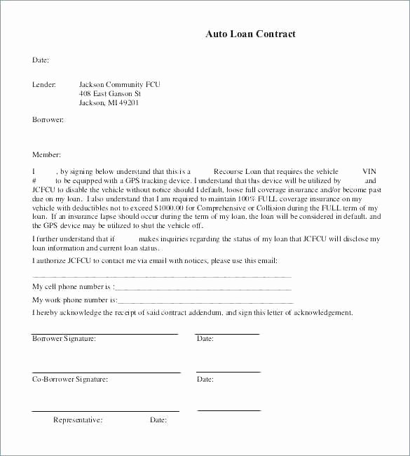 Borrowed Vehicle Agreement Template Beautiful Sample Lending Contract format Loan Template Free Download