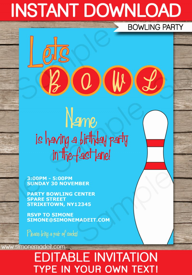 Bowling Party Invite Template Fresh Bowling Edit Invitation – orderecigsjuicefo