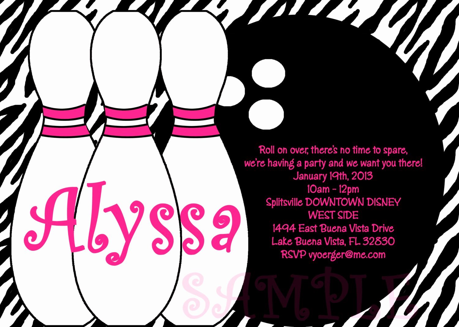 Bowling Party Invites Template New Bowling Birthday Party Invitations Printable or Printed