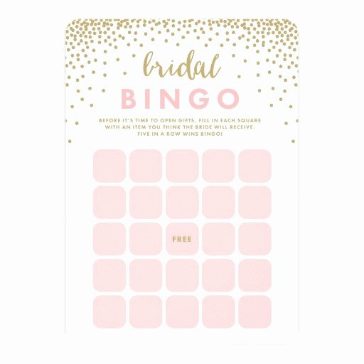 Bridal Shower Bingo Template Elegant Confetti Shower Bridal Bingo Cards