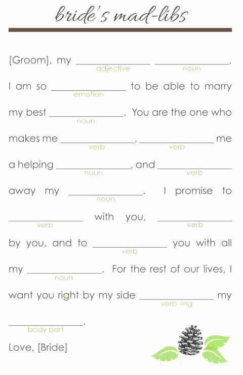 Bridal Shower Budget Template Awesome New Wedding Mad Libs Printable and Editable Pdf Template