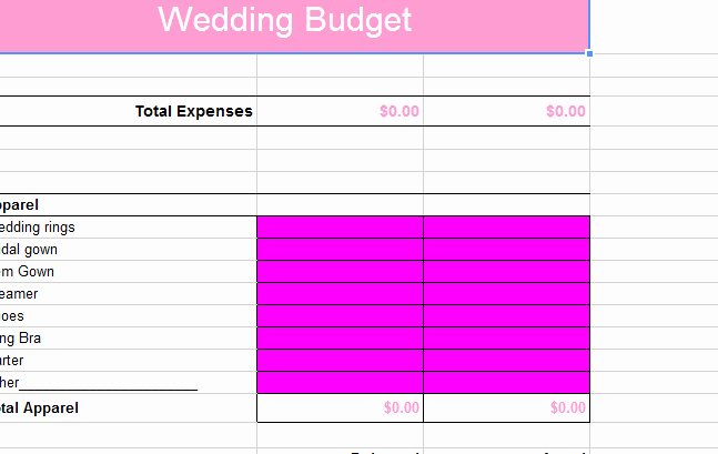 Bridal Shower Budget Template Beautiful Wedding Bud Guest List and Reply Wedding Shower Guest