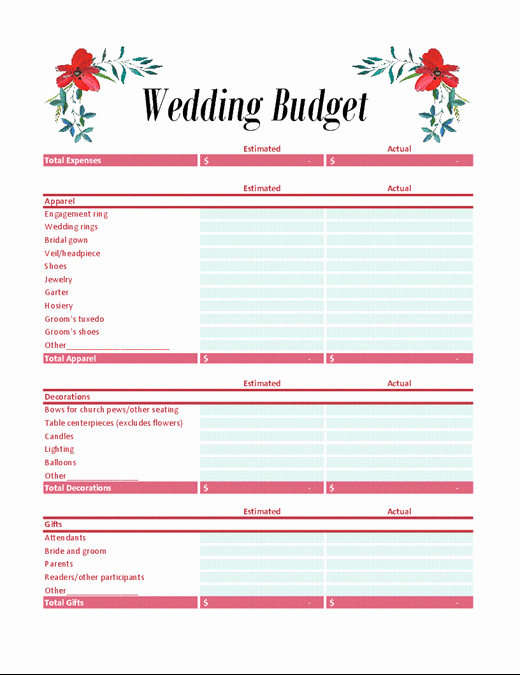 Bridal Shower Budget Template New Wedding Bud Planner