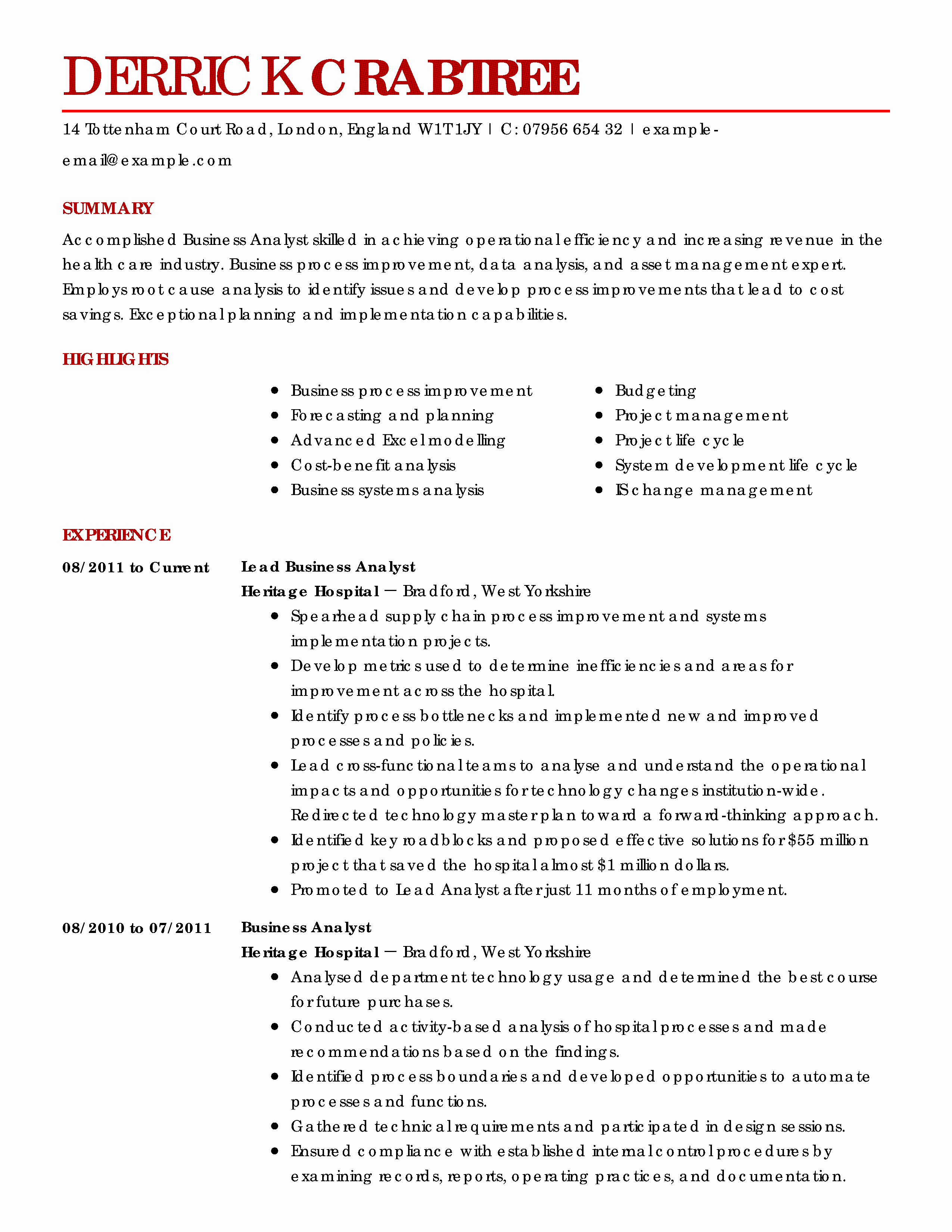 Business Analyst Resume Template Inspirational Business Resume Examples