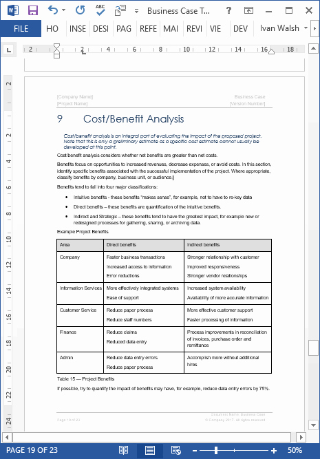 Business Case Analysis Template Stcharleschill Template