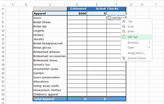 Business Check Template Excel Elegant How to Use Checkboxes to Create Checklist Template In