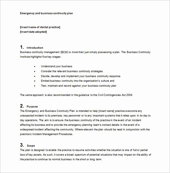Business Contingency Plan Template Lovely Business Continuity Plan Template 11 Download Free Word