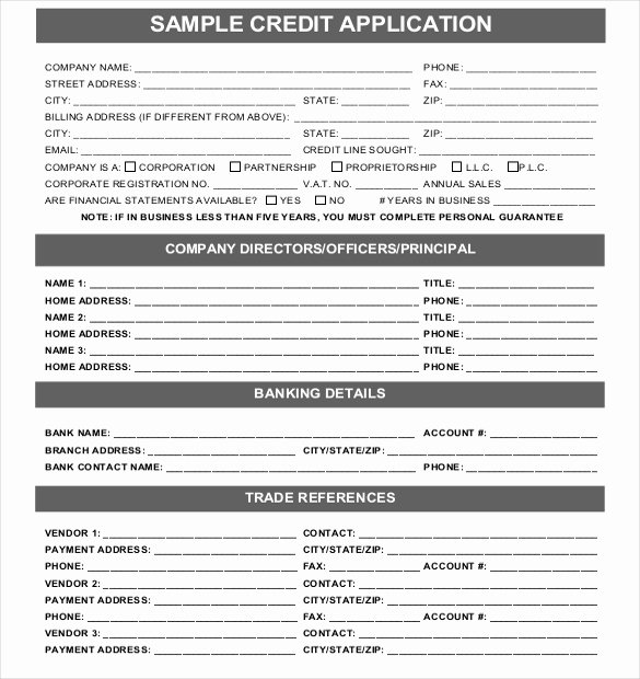 Business Credit Application Template Luxury 15 Credit Application Templates Free Sample Example