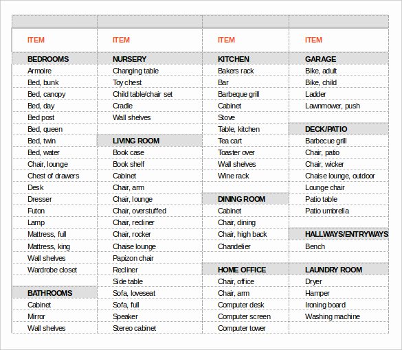 Business Moving Checklist Template Beautiful 13 Moving Inventory Templates – Free Sample Example