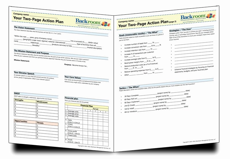 Business One Sheet Template Fresh E Page Business Plan Template