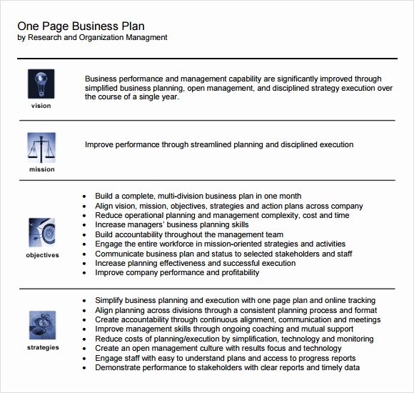Business One Sheet Template Lovely 10 E Page Business Plan Samples