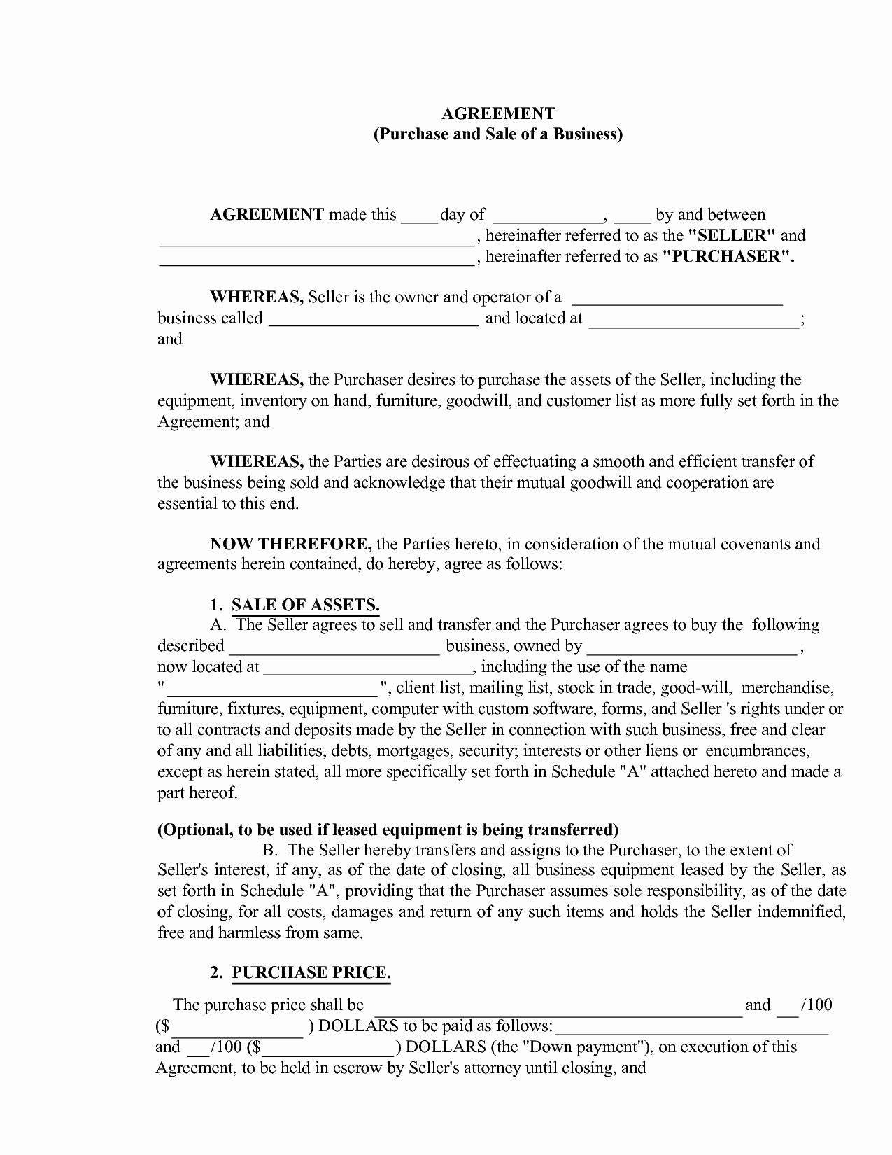 Business Sale Agreement Template Awesome 10 Best Of Sample Business Sale Agreement form