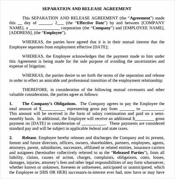 Business Separation Agreement Template Elegant Separation Agreement Template 8 Download Free Documents