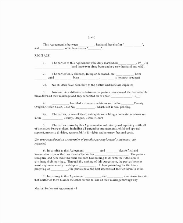 Business Separation Agreement Template Lovely 7 Sample Separation Agreement forms