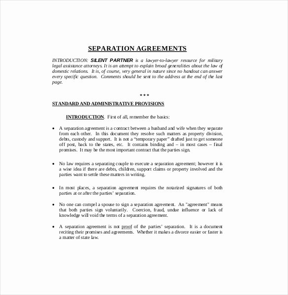 Business Separation Agreement Template Lovely Separation Agreement Template – 13 Free Word Pdf