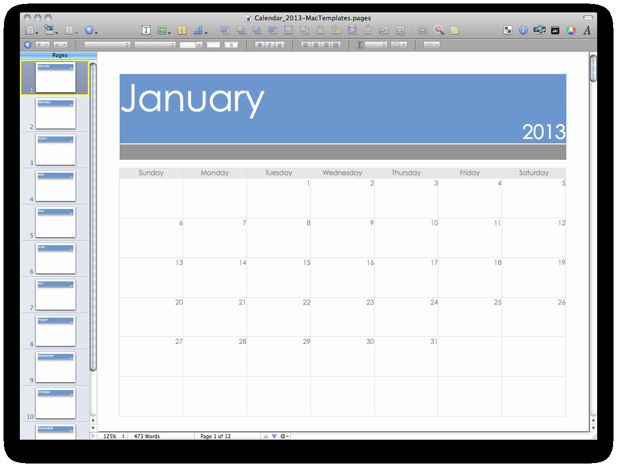Calendar Template for Mac Luxury 2013 Calendar Mactemplates