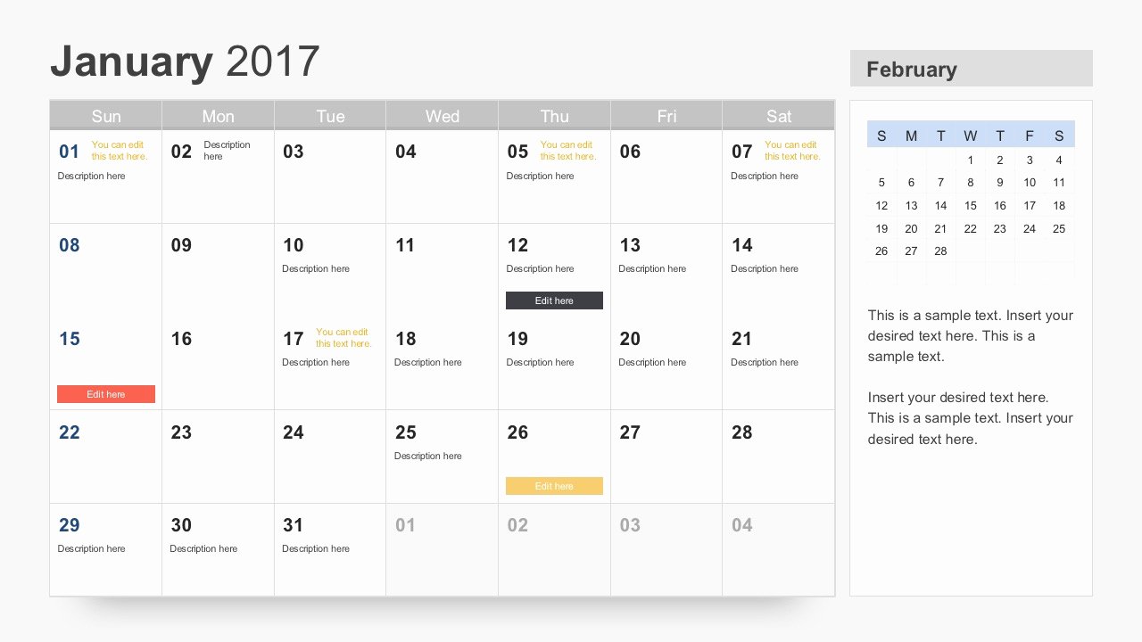 Calendar Template for Powerpoint Beautiful Free Calendar 2017 Template for Powerpoint