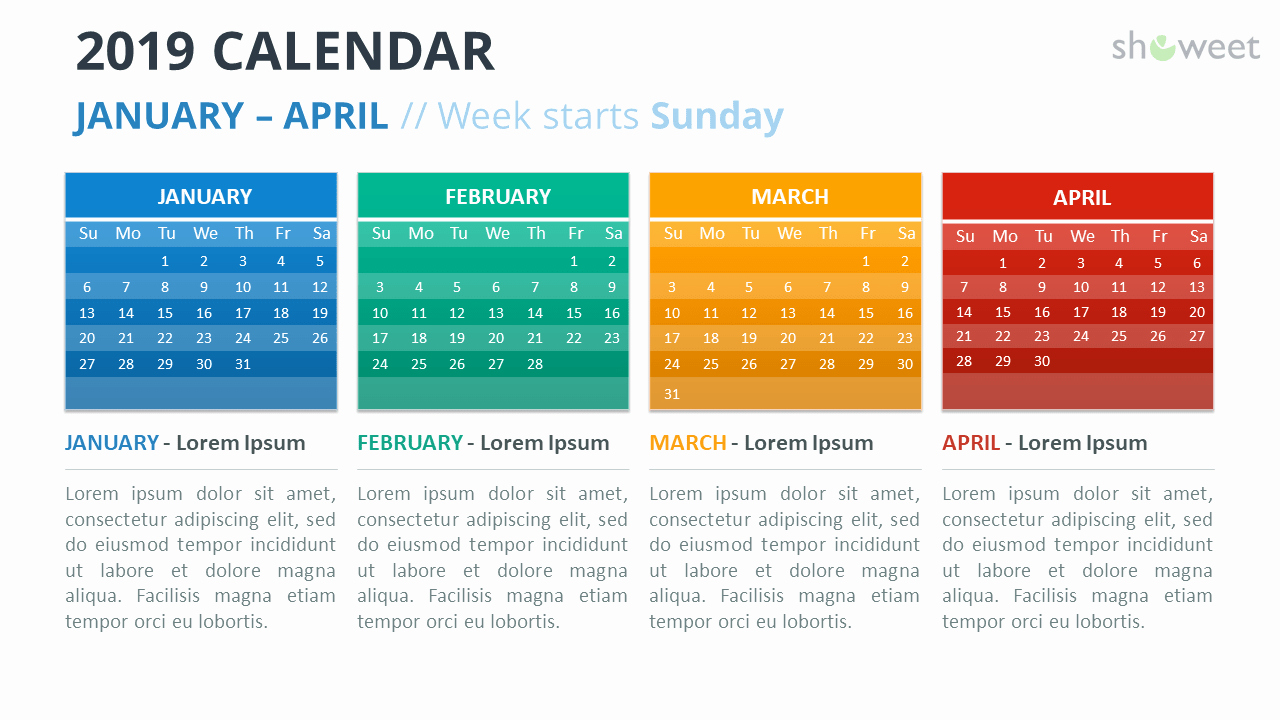Calendar Template for Powerpoint Luxury 2019 Calendar Powerpoint Templates